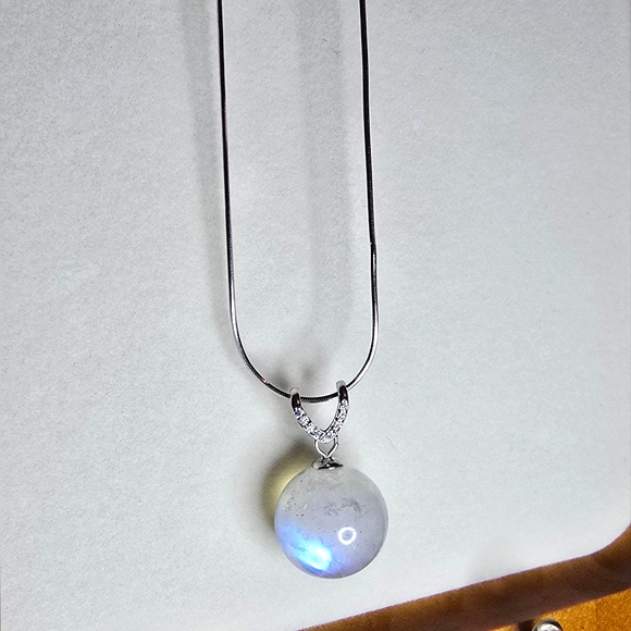 Moonstone Crystal and Sterling Silver Necklace - Picture 6 of 6